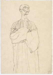 Kneeling Man in Long Robe Facing Right by Gustav Klimt